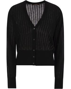Max Mara Nogara Wool And Silk Cardigan With Sequins - Black