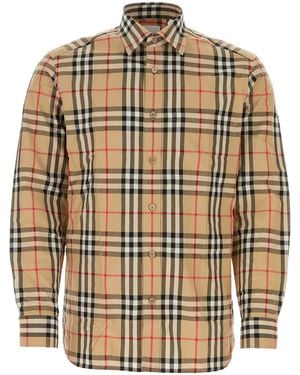 Burberry Check Motif Cotton Shirt - Brown