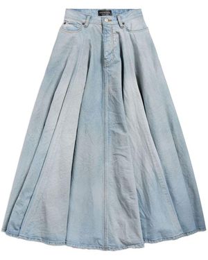 Balenciaga Langer Rock Mit Fransen - Blau