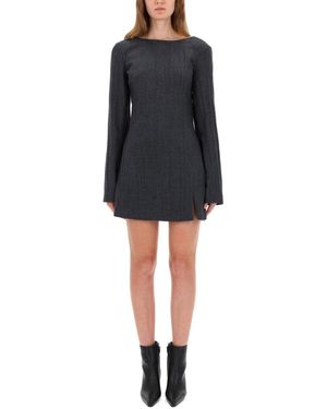 Our Legacy Fitted Mini Dress With Deep Scoop Back And Ribbed Texture - Black