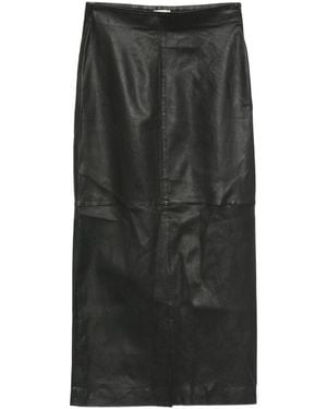 Alysi Lederen Midi Rok - Zwart