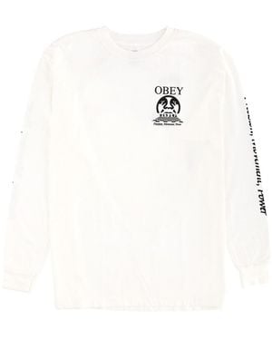 Obey T-Shirt "Precision" A Manche Lunghe - White
