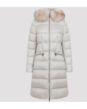 Moncler Ivory Quilted Hood Jacket - Gray