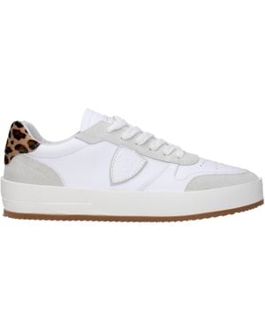 Philippe Model Sneakers netter Mann Leder weiß/Leopard