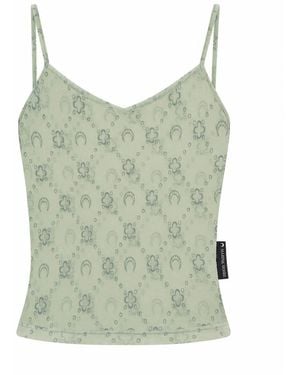 Marine Serre Moonogram Mesh Flock Straps Top - Grün