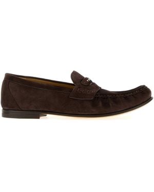 Fendi Dark Suede Crosta Loafers - Brown