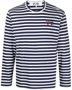 COMME DES GARÇONS PLAY U T-Shirt Double Burgendy Emblem Knit - Blue