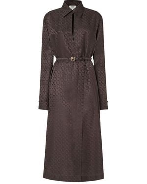 Fendi Ff Jacquard Silk Dress - Brown