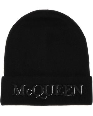 McQueen Embroidered Logo Beanie - Black