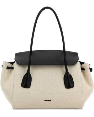 Jil Sander Sand Canvas Small Voyage Shoulder Bag - Black