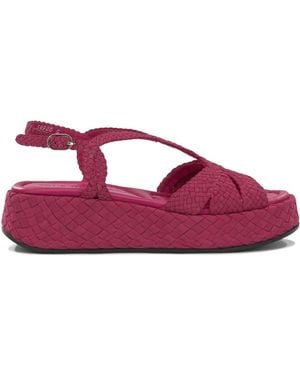Pons Quintana Fuchsia Leather Rubber Sandals - Purple