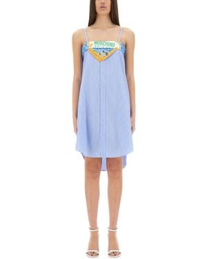 Moschino Patchwork Cotton Dress - Blue