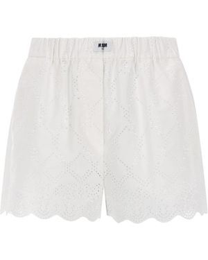 MSGM Shorts Con Motivo Traforato - White