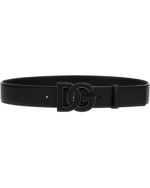 Dolce & Gabbana Logo Lederen Riem - Zwart