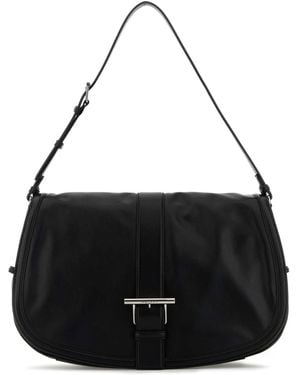 McQueen Leather Maxi Satchel Shoulder Bag - Black