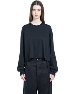 Ann Demeulemeester Nikita Relax Fit Boxy Cropped T Shirt With "It Reminded Me Of Us" Print - Blue