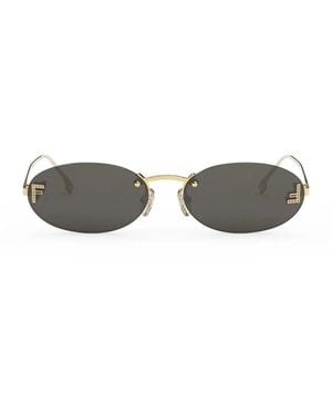 Fendi First Crystal Gold Ovale Sonnenbrille - Grau