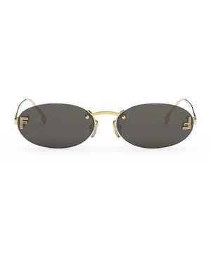Fendi First Crystal Gold Ovale Sonnenbrille - Grau