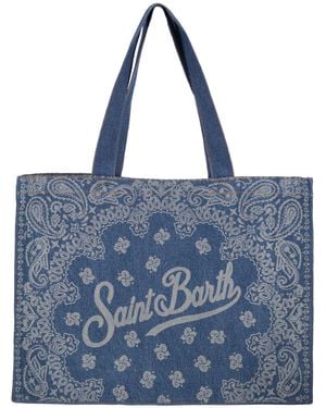 MC2 Saint Barth Jeans-Strandtasche mit Bandana-Aufdruck - Blau