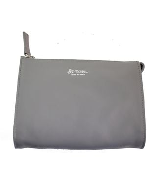 LA ROSE Minimal Leather Make Up Bag - Grey