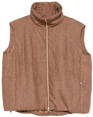 Herno Nylon Zipped Vest - Brown