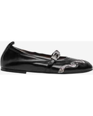 Sartore Ballerinas aus Leder und Pythonleder - Schwarz