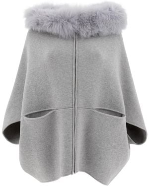 Giovi Wool And Cashmere Poncho Coats - Gray