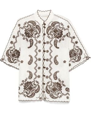 Zimmermann 'Ascension' Embroidered Linen Shirt - White