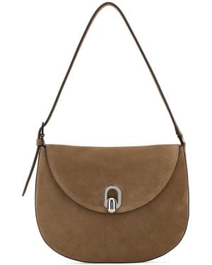 SAVETTE Suede Small Tondo Crossbody Bag - Brown