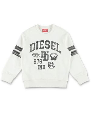 DIESEL Boys Soft Cotton Collegiate Graphic Sweatshirt With Back 1978 Print - White