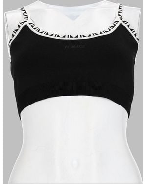 Versace Couture-Style Short-Sleeve Top - Black