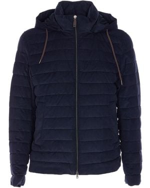Herno Hooded Short Down Jacket - Blue