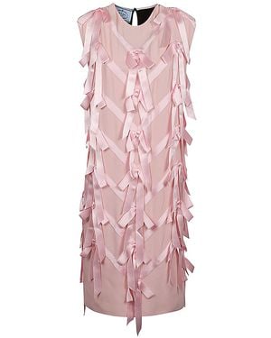 Prada Sablé Embroidered Dress - Pink