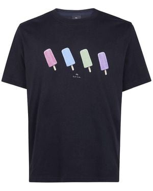 Paul Smith Printed Cotton T Shirt - Blue