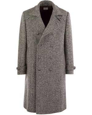 Brunello Cucinelli Eineinhalb Breastmantel in Fischgrätenwolle - Grau