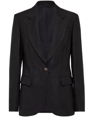 Brunello Cucinelli Twill Blazer Met Monili Detail - Zwart