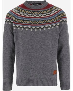 DSquared² Wollpullover mit geometrischem Muster - Grau