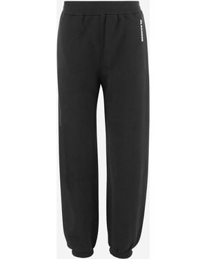 Jil Sander Katoenen Broek Met Logo - Zwart