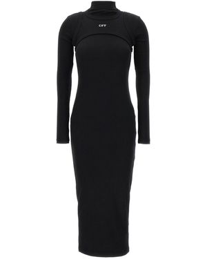 Off-White c/o Virgil Abloh Long Sleeve Off Stamp Stretch Cotton Dress - Schwarz