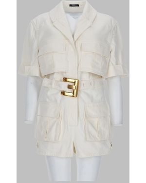 Balmain Jumpsuit Con Cintura - White
