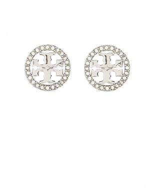 Tory Burch Tone Crystal Stud Earrings - White