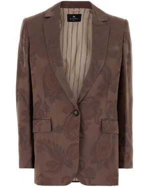 Etro Embroidered Jacquard Blazer - Brown
