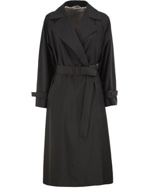 Weekend by Maxmara Wkdfatto Water Repellent Long Trench Coat With Belt - Black