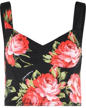 Dolce & Gabbana Schwarzes Korsett "Bouquet Rose" von aus Baumwollmischung - Rot
