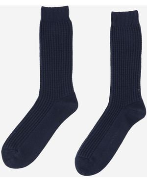 ANT45 Ribbed Cotton Socks With Logo - Blue