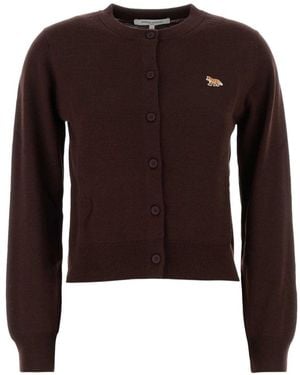 Maison Kitsuné Baby Fox Wool Cardigan - Brown