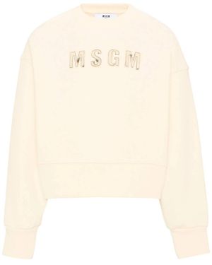 MSGM Boxy Sweatshirt Girl Crema/Cream - White