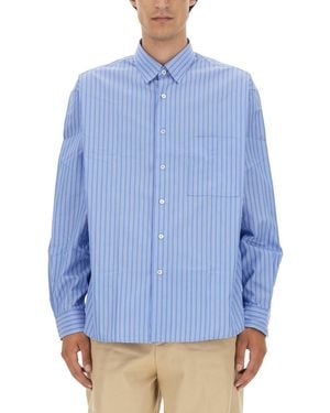 Lanvin Vertical Stripe Oversize Fit Shirt - Blue