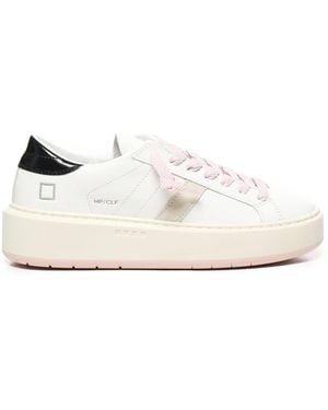 Date Datum. Hill Low Platform White Leather Sneakers - Wit
