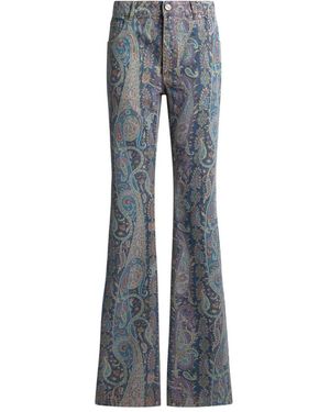 Etro Uitlopende Jeans Met Bloemenpaisleypatroon - Blauw